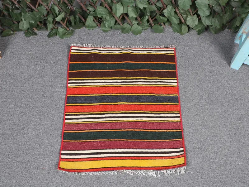 Red Ikat Rug, 1.7x2 ft Purple Accent