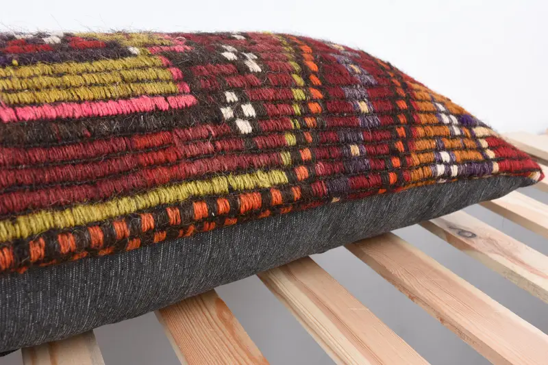 Etnik atış yastık kılıfı, vintage yastık, 12x36 kırmızı yastık sahte, yastık, hediye yastığı, salon atma yastığı, retro atma yastık, boho yastığı - 7