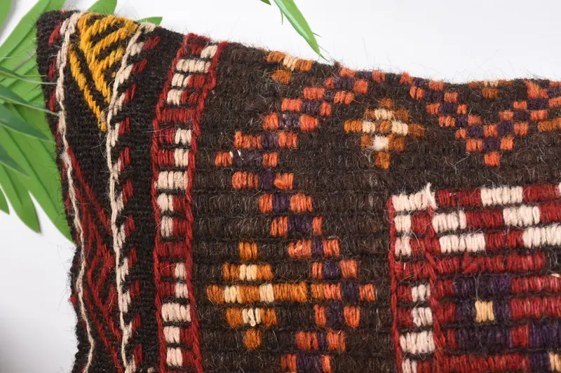 Etnik atış yastık kılıfı, vintage yastık, 12x36 kırmızı yastık sahte, yastık, hediye yastığı, salon atma yastığı, retro atma yastık, boho yastığı - 2