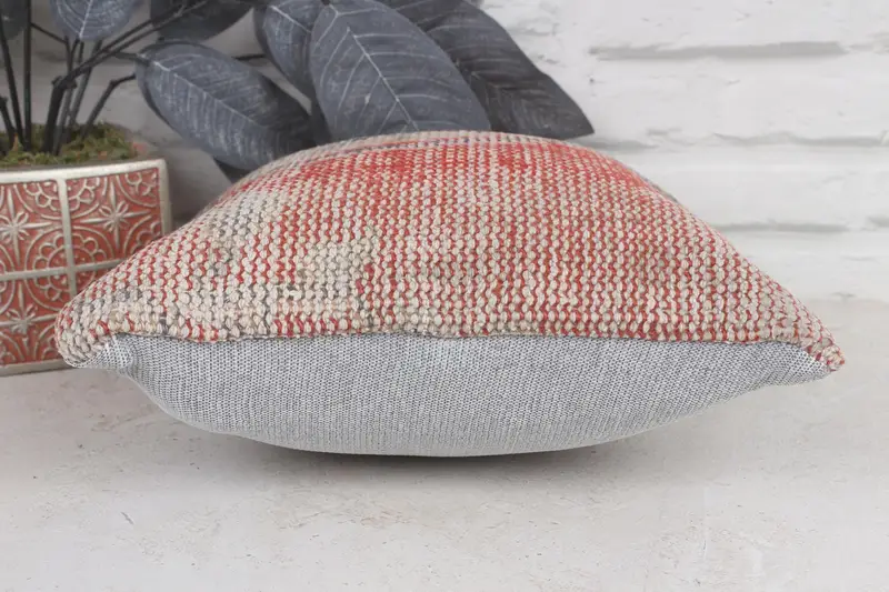 Personalized Gift Pillow Cushion, Cushion Case, Kilim Pillow Cover, Pillow for Sofa, Antique Pillows, 12x12 Red Pillow, Knitted Pillow - 5