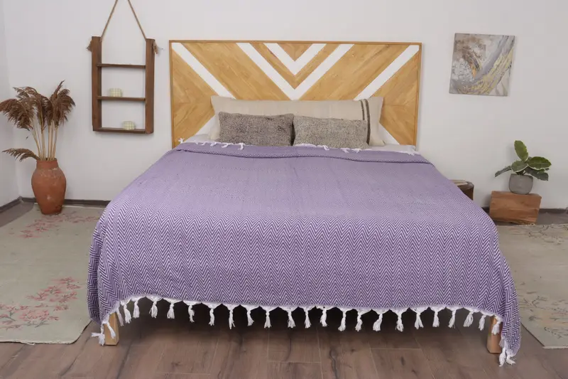 Organic Throw, Bedspread, Woven Blanket, Best Wedding Gift, 96x80 Cotton Chevron Towel, Wedding Gift Ideas, Christmas Tablecloth, Decorative Blanket - 7