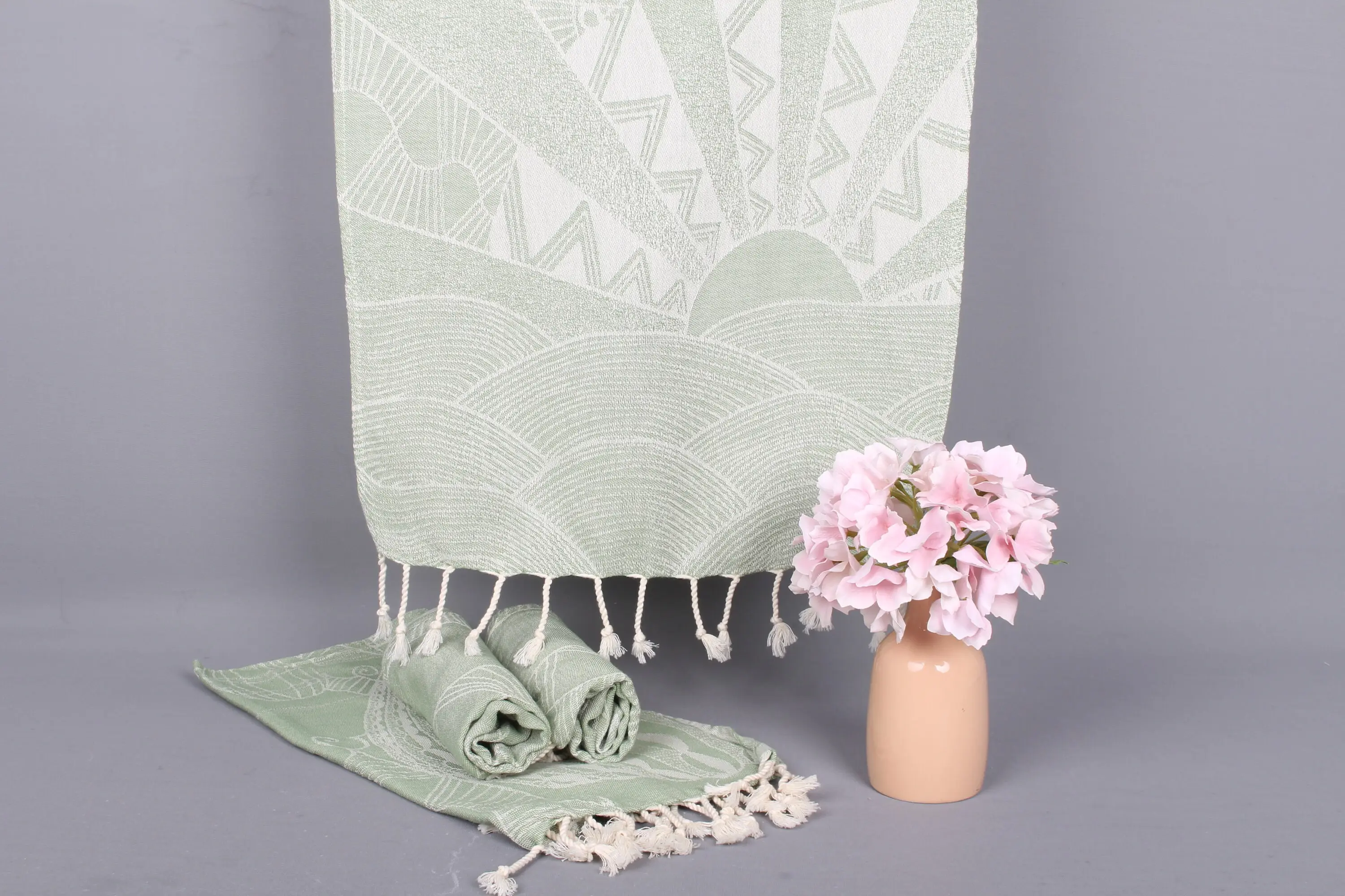 Personalized Hand Towel Cotton Beige Patterned, 18x36 Inches - 1