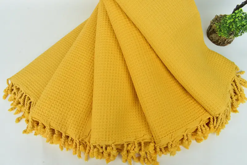 Throw Blanket, 92x68 Cotton Waffle Towel, Gift For Mom, Custom Blanket, Bridesmaid Gifts, Wedding Anniversary Gift, Thanksgiving Tablecloth - 4