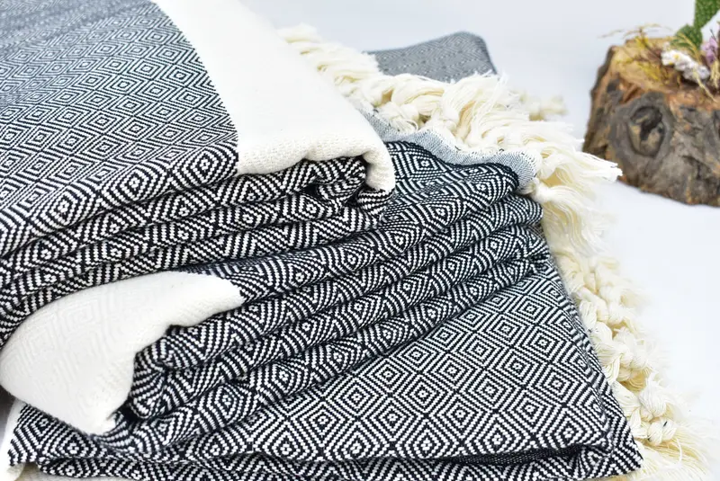 Personalized Bridesmaid Gift, Personalized Blanket, Woven Throw Blanket, 92x80 Cotton Diamond Towel, Turkish Cotton Throw Blanket, Woven Blanket - 5