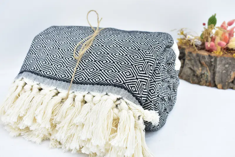 Personalized Bridesmaid Gift, Personalized Blanket, Woven Throw Blanket, 92x80 Cotton Diamond Towel, Turkish Cotton Throw Blanket, Woven Blanket - 7