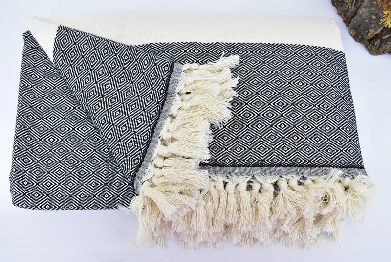 Personalized Bridesmaid Gift, Personalized Blanket, Woven Throw Blanket, 92x80 Cotton Diamond Towel, Turkish Cotton Throw Blanket, Woven Blanket - 6