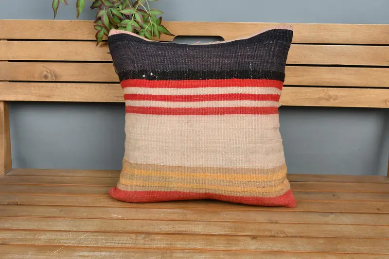 Turkish Pillow, Pillow for Couch, Retro Pillow, Art Deco Pillow Case, Pillow Sham, 20x20 Beige Pillow, Ottoman Pillow, Interior Designer Pillow - 6