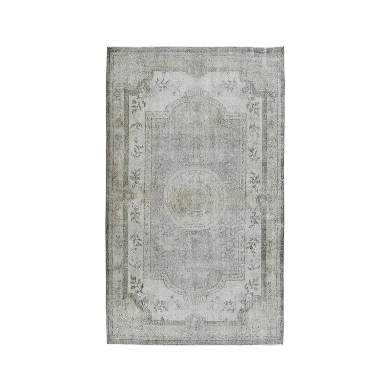 Oushak Rug, 5.3x8.9 ft Turkish Rug, Gray Animal Print Rug Wool - 1