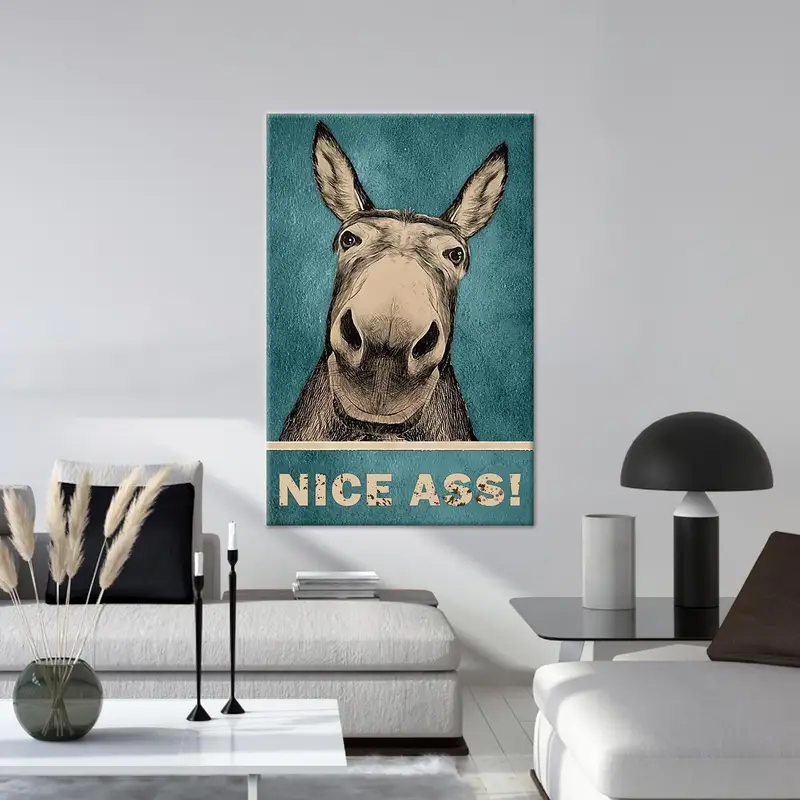 Elegant Humorous Donkey Canvas: Artistic Bathroom Decor