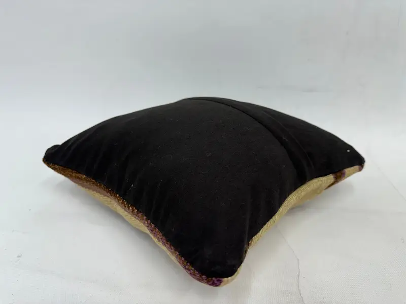 Beige & Brown Striped Decorative Pillow, 12x12 Inches, Embroidered Cotton Cover - 7