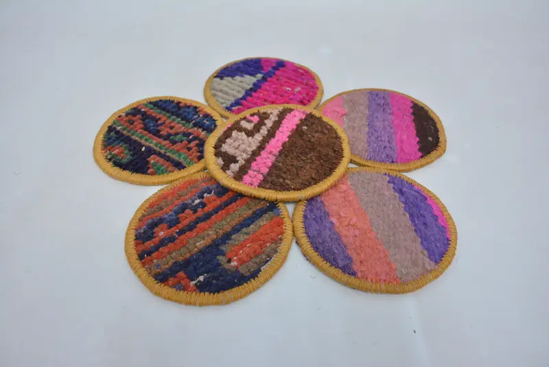 Posavasos redondo bohemio, mantel antideslizante rosa y bronce