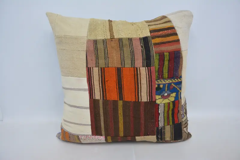 Beige & Orange gestreiftes Wurfkissen, vielseitiges 32x32 Dekokissen