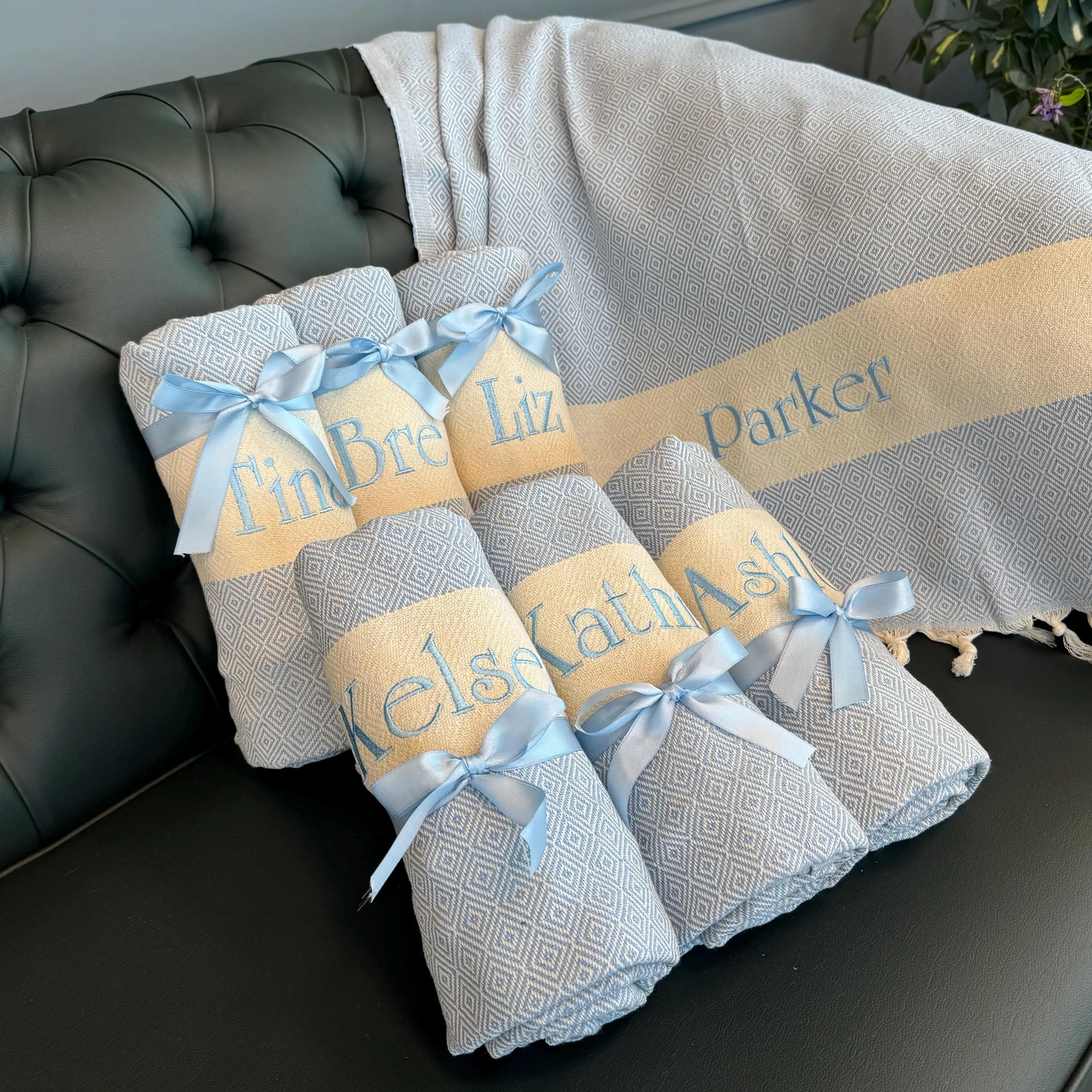 Personalized Beach Towel Organic Cotton Turkish Towel, 100x180 cm - 1