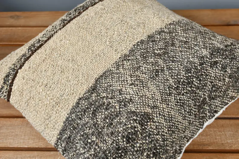 Bolster Pillow Case, Sustainable Cushion, Antique Pillows, Interior Designer Pillow, 14x14 Beige Pillow Sham, Turkish Kilim Pillow, Pillow Cover - 3