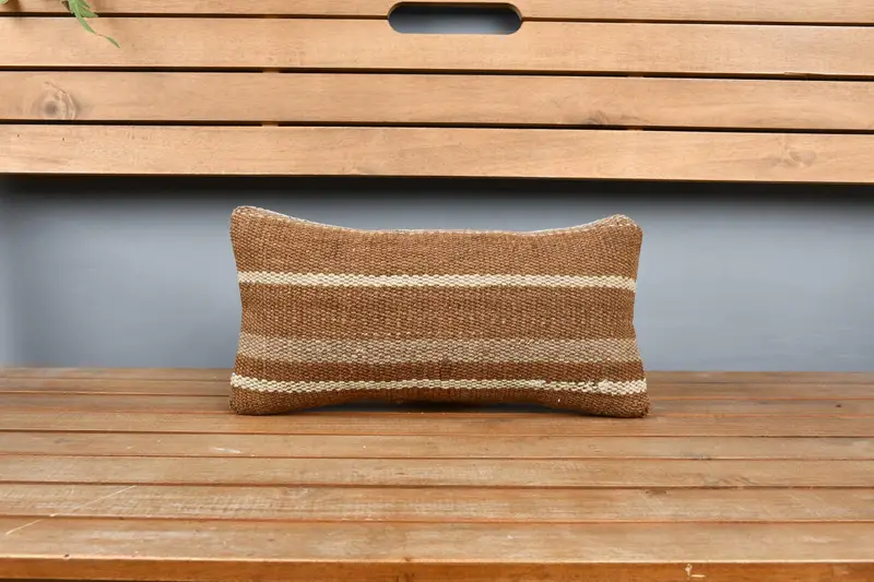 8x16 Brown Pillow, Comfy Throw Pillow, Bed Cushion Case, Handmade Kilim Cushion, Pillow Sham, Pillow for Sofa, Antique Pillows - 5