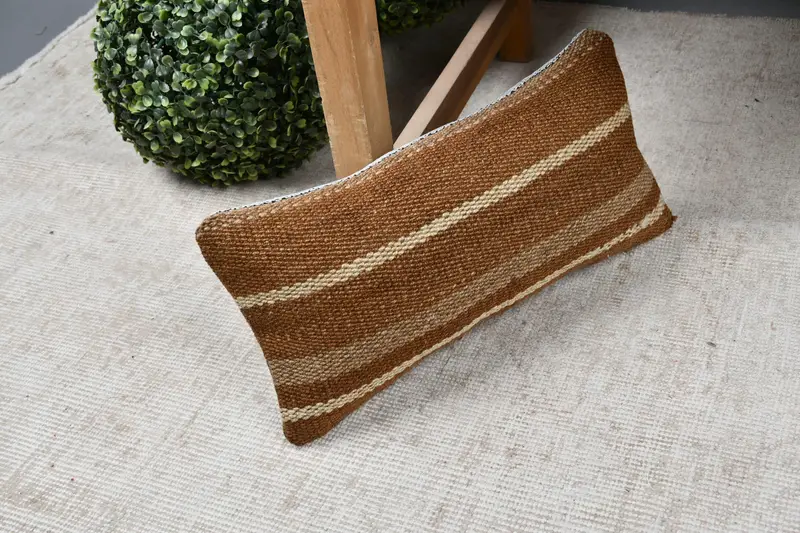8x16 Brown Pillow, Comfy Throw Pillow, Bed Cushion Case, Handmade Kilim Cushion, Pillow Sham, Pillow for Sofa, Antique Pillows - 7