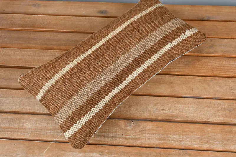 8x16 Brown Pillow, Comfy Throw Pillow, Bed Cushion Case, Handmade Kilim Cushion, Pillow Sham, Pillow for Sofa, Antique Pillows - 2