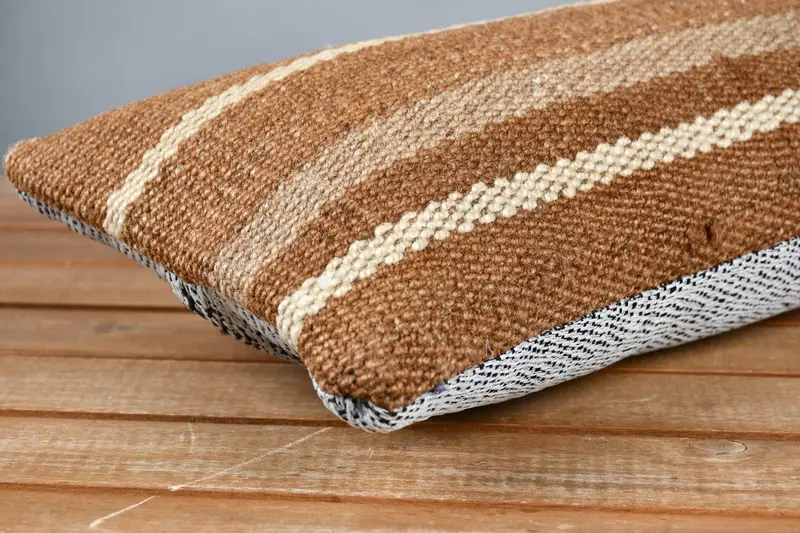 8x16 Brown Pillow, Comfy Throw Pillow, Bed Cushion Case, Handmade Kilim Cushion, Pillow Sham, Pillow for Sofa, Antique Pillows - 3