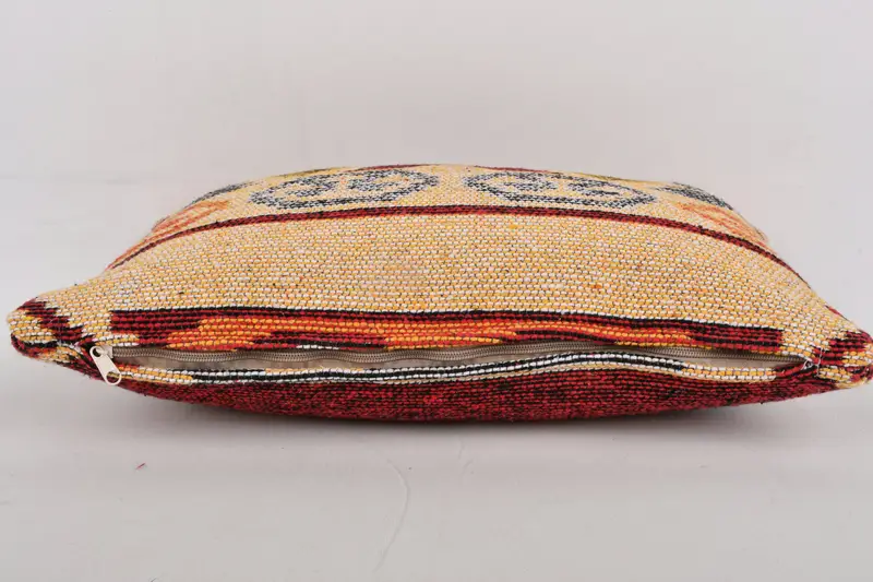 Handmade Kilim Cushion, Gift Pillow, Seat Pillow Cover, Square Throw Pillow, Kilim Cushion Sham, Cushion, 12x20 Yellow Cushion, Natural Cushion Case - 5