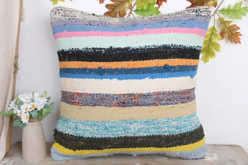 Tapestry Pillow Cover, Pillow Sham, Turkish Pillow, Vintage Kilim Throw Pillow, Ikat Pillow Sham, 20x20 White Pillow Sham, Gift Pillow - 2