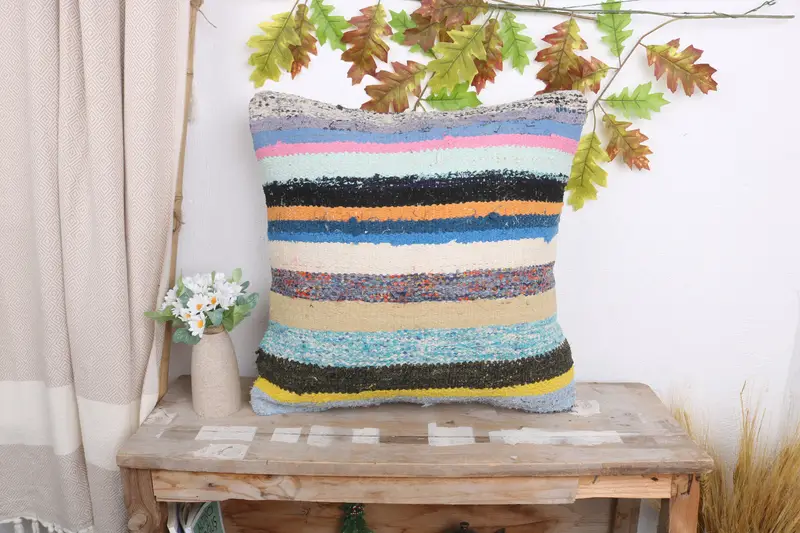 Tapestry Pillow Cover, Pillow Sham, Turkish Pillow, Vintage Kilim Throw Pillow, Ikat Pillow Sham, 20x20 White Pillow Sham, Gift Pillow - 1