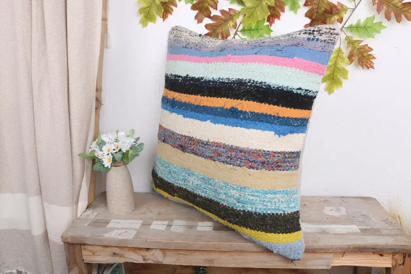 Tapestry Pillow Cover, Pillow Sham, Turkish Pillow, Vintage Kilim Throw Pillow, Ikat Pillow Sham, 20x20 White Pillow Sham, Gift Pillow - 4