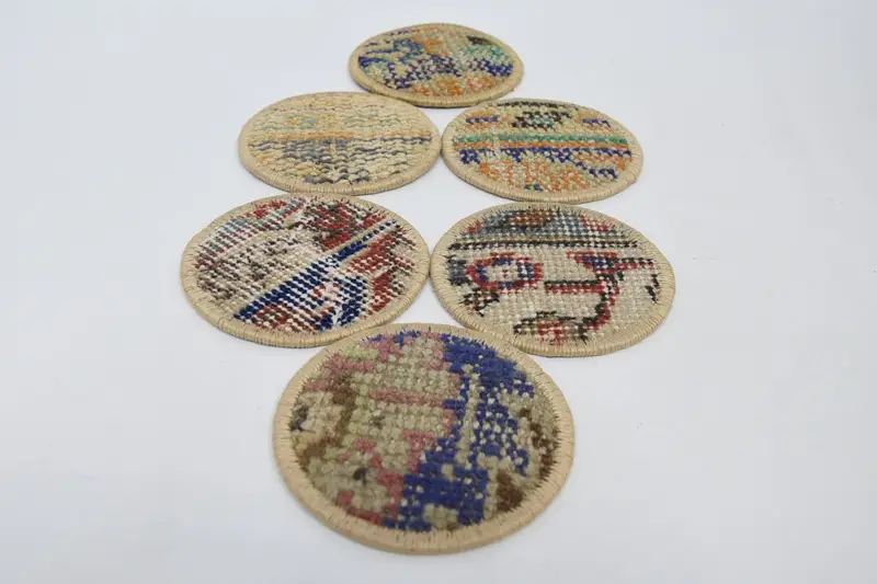 Bohemian Round Coaster, Beige and Bronze Coaster