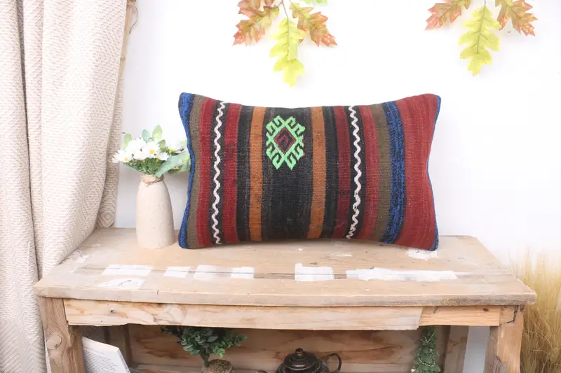 Interior Designer Pillow, Colorful Pillow Cover, 12x20 Brown Cushion Cover, Home Decor Pillow, Vintage Pillow, Colorful Pillow Sham, Pillow Sham - 1