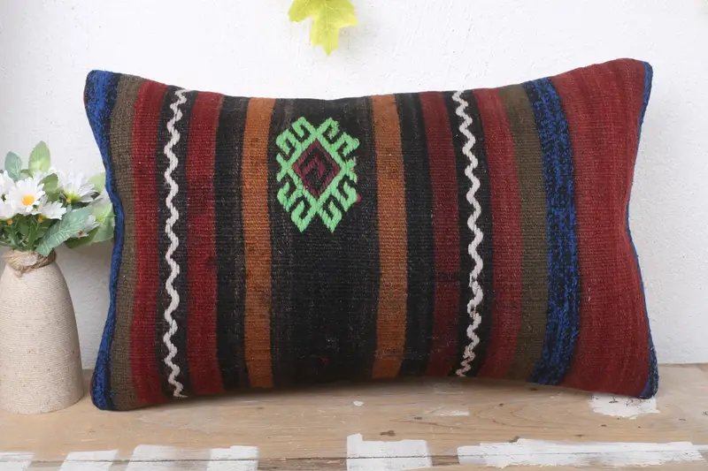 Interior Designer Pillow, Colorful Pillow Cover, 12x20 Brown Cushion Cover, Home Decor Pillow, Vintage Pillow, Colorful Pillow Sham, Pillow Sham - 2