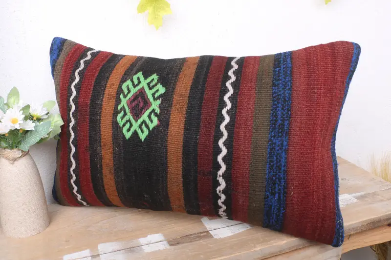 Interior Designer Pillow, Colorful Pillow Cover, 12x20 Brown Cushion Cover, Home Decor Pillow, Vintage Pillow, Colorful Pillow Sham, Pillow Sham - 4