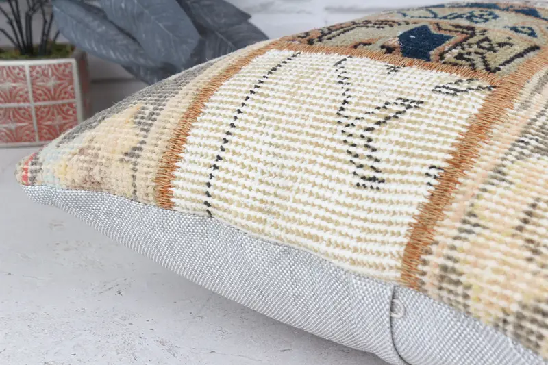 16x24 Beige Cushion Case, Pillow, Farmhouse Pillow Cover, Office Chair Cushion Case, Handmade Kilim Cushion, Vintage Kilim Pillow, Gift Pillow - 6
