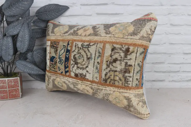 16x24 Beige Cushion Case, Pillow, Farmhouse Pillow Cover, Office Chair Cushion Case, Handmade Kilim Cushion, Vintage Kilim Pillow, Gift Pillow - 4