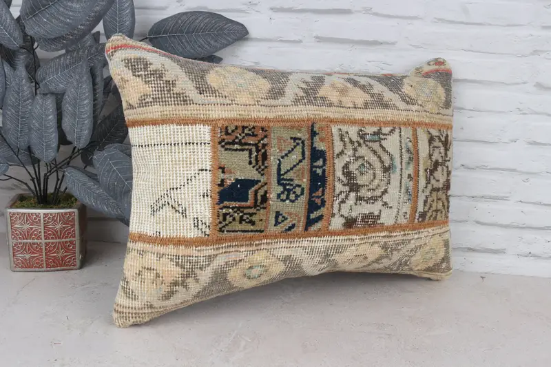 16x24 Beige Cushion Case, Pillow, Farmhouse Pillow Cover, Office Chair Cushion Case, Handmade Kilim Cushion, Vintage Kilim Pillow, Gift Pillow - 3