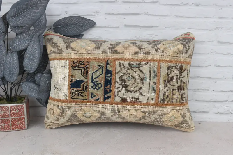16x24 Beige Cushion Case, Pillow, Farmhouse Pillow Cover, Office Chair Cushion Case, Handmade Kilim Cushion, Vintage Kilim Pillow, Gift Pillow - 1
