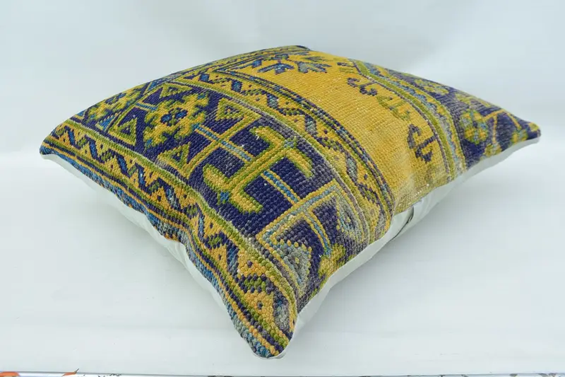 28x28 Blue Pillow Sham, Vintage Kilim Throw Pillow, Boho Pillow, Cushion, Pillow for Couch, Morroccon Kilim Cushion Cushion Cover - 6