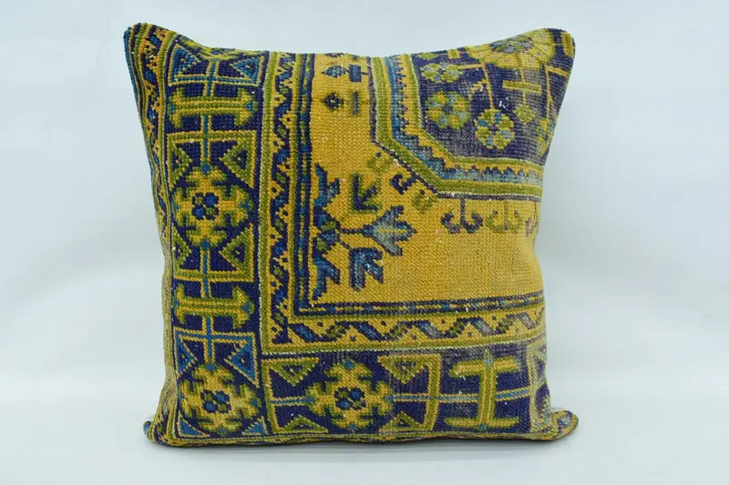 28x28 Blue Pillow Sham, Vintage Kilim Throw Pillow, Boho Pillow, Cushion, Pillow for Couch, Morroccon Kilim Cushion Cushion Cover - 1