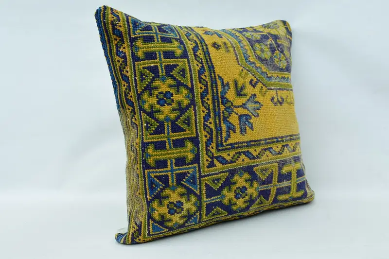 28x28 Blue Pillow Sham, Vintage Kilim Throw Pillow, Boho Pillow, Cushion, Pillow for Couch, Morroccon Kilim Cushion Cushion Cover - 2