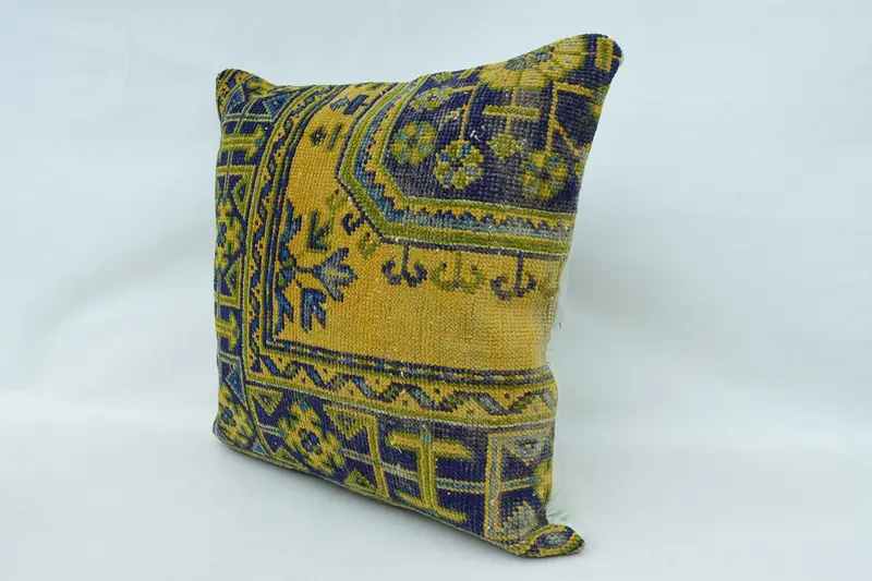 28x28 Blue Pillow Sham, Vintage Kilim Throw Pillow, Boho Pillow, Cushion, Pillow for Couch, Morroccon Kilim Cushion Cushion Cover - 3