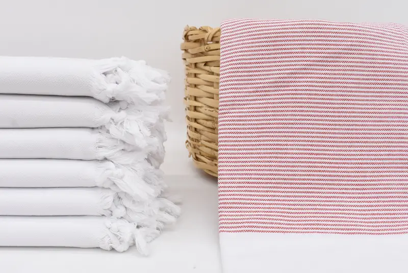 Red Striped Yoga Towel, Personalized Monogram Beach Towel, 70x40 Inches