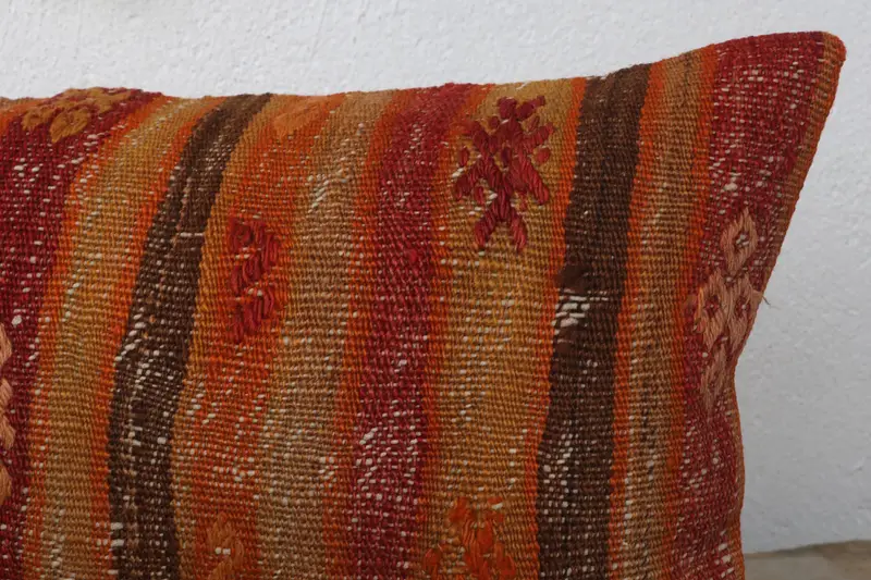 Home Decor Pillow, Turkish Kilim Pillow, 12x20 Orange Cushion Case, Pet Cushion Cover, Cushion Case, Gift Pillow, Indoor Pillow Sham - 5