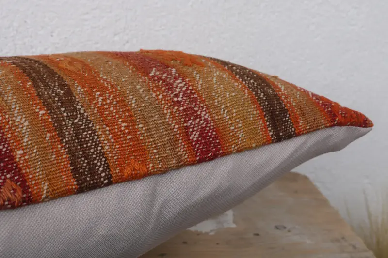 Home Decor Pillow, Turkish Kilim Pillow, 12x20 Orange Cushion Case, Pet Cushion Cover, Cushion Case, Gift Pillow, Indoor Pillow Sham - 6