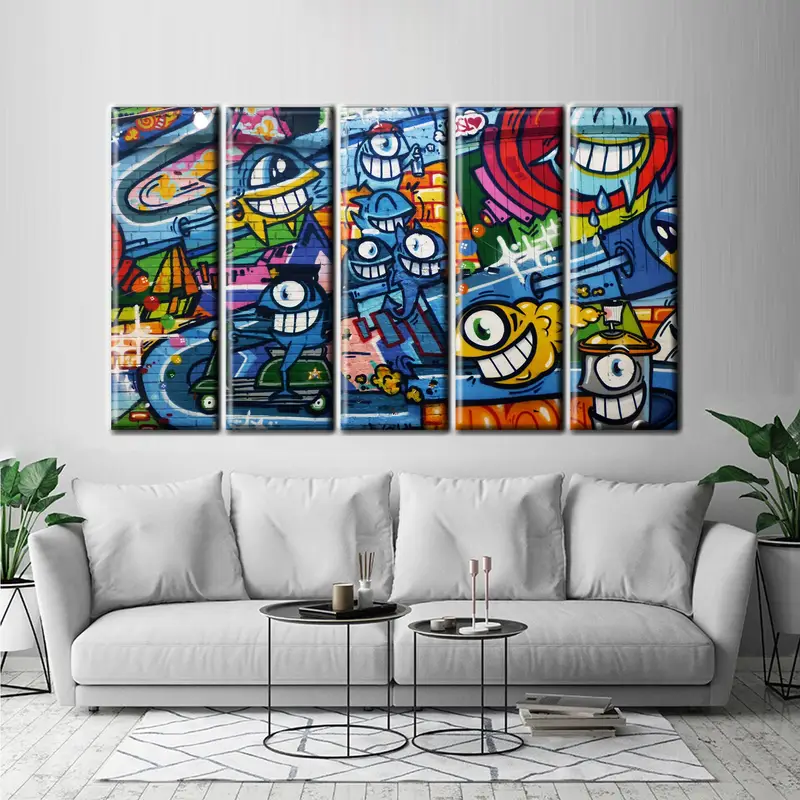 Banksy Canvas Decor, Wall Art Canvas, Colorful Canvas Print, Graffiti Wall Art, Banksy Canvas Painting, Street Wall Art, Surrealism Graffiti - 4