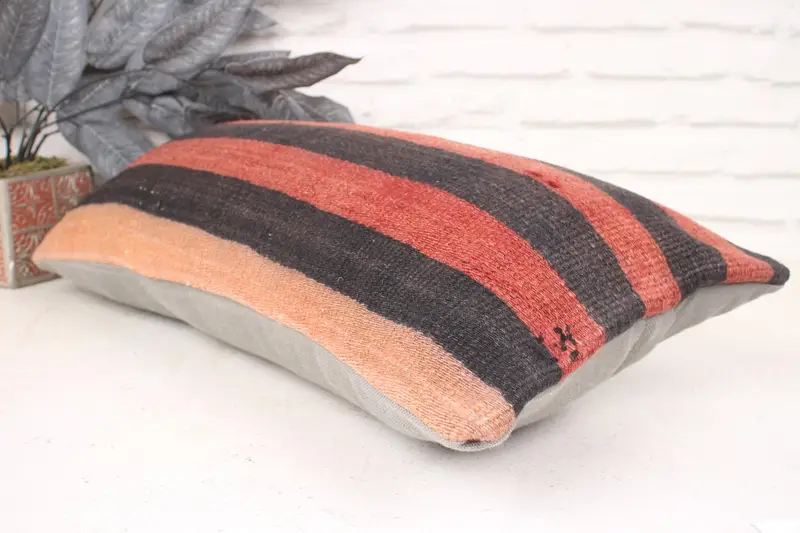 Kilim Pillow Cover, Kilim Pillow, Customized Pillow, Pillow Sham, Boho Pillow, Turkish Bench Cushion Case, 12x24 Red Pillow Case - 6