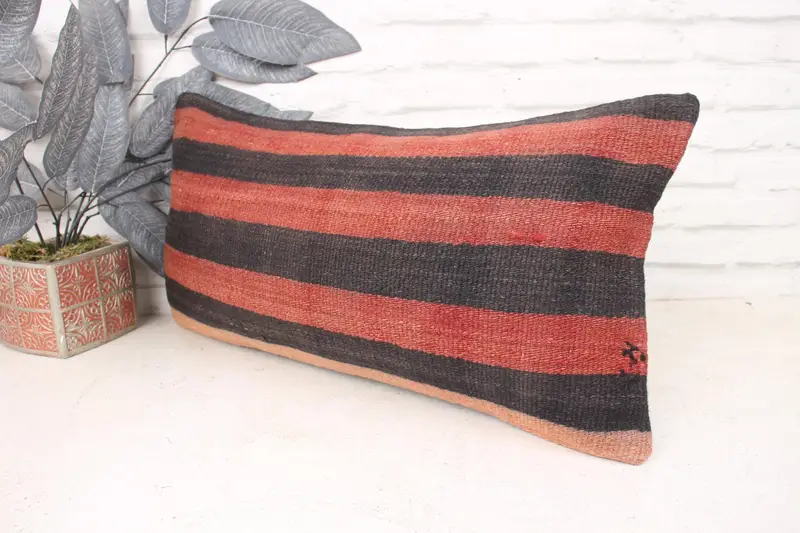 Kilim Pillow Cover, Kilim Pillow, Customized Pillow, Pillow Sham, Boho Pillow, Turkish Bench Cushion Case, 12x24 Red Pillow Case - 4
