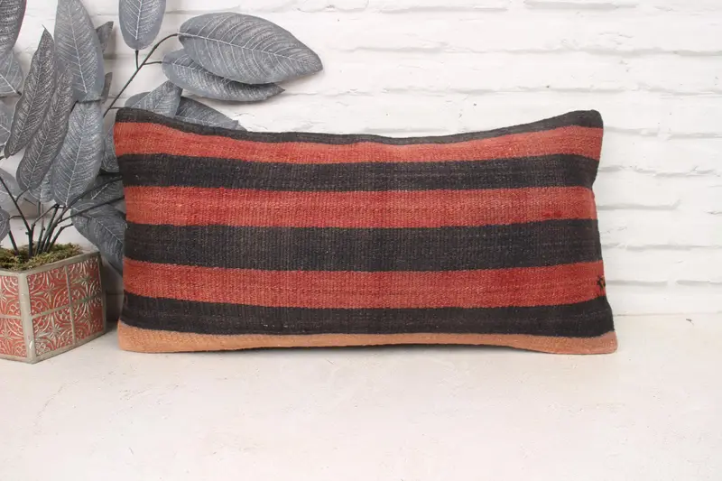 Kilim Pillow Cover, Kilim Pillow, Customized Pillow, Pillow Sham, Boho Pillow, Turkish Bench Cushion Case, 12x24 Red Pillow Case - 1