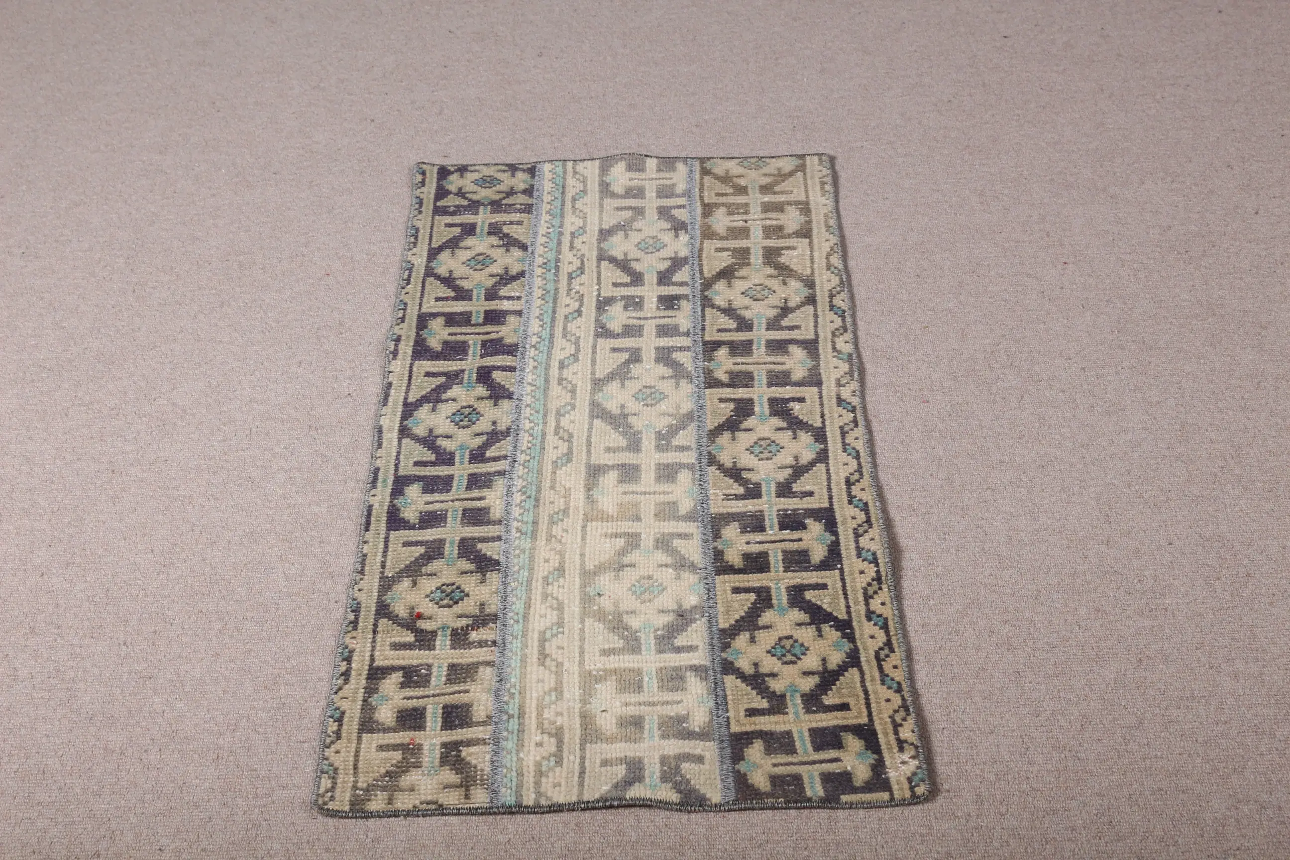 1.9x3.9 ft Rug, Turkish Vintage Rug, Blue Brown Ombré Rug - 1