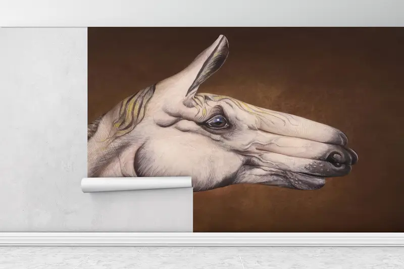 Surreal Wall Art, Modern Wall Print, Abstract Horse Paper Craft, Surreal Horse Wall Art, Custom Wall Paper, Wallpaper Peel And Stick, - 3