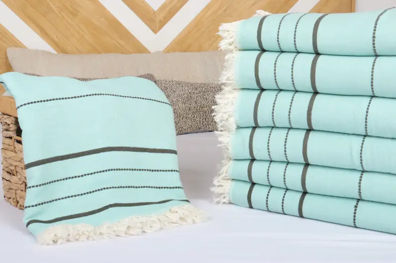 Christmas Tablecloth, Monogram Beach Blanket, Decorative Blanket, Custom Gifts, Monogram Blanket, 100x80 Cotton Striped Towel, Woven Blanket - 4