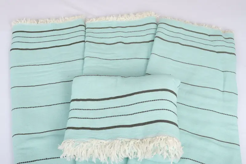 Christmas Tablecloth, Monogram Beach Blanket, Decorative Blanket, Custom Gifts, Monogram Blanket, 100x80 Cotton Striped Towel, Woven Blanket - 5