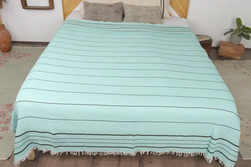 Christmas Tablecloth, Monogram Beach Blanket, Decorative Blanket, Custom Gifts, Monogram Blanket, 100x80 Cotton Striped Towel, Woven Blanket - 8